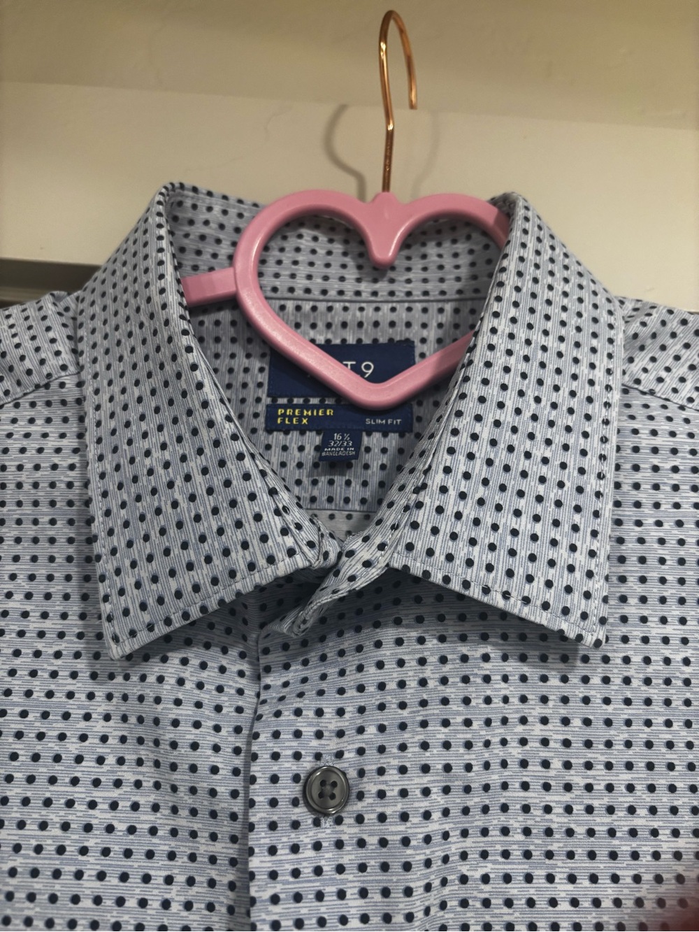 Apt. 9 Light Blue Dress Shirt with Navy Dot Pattern